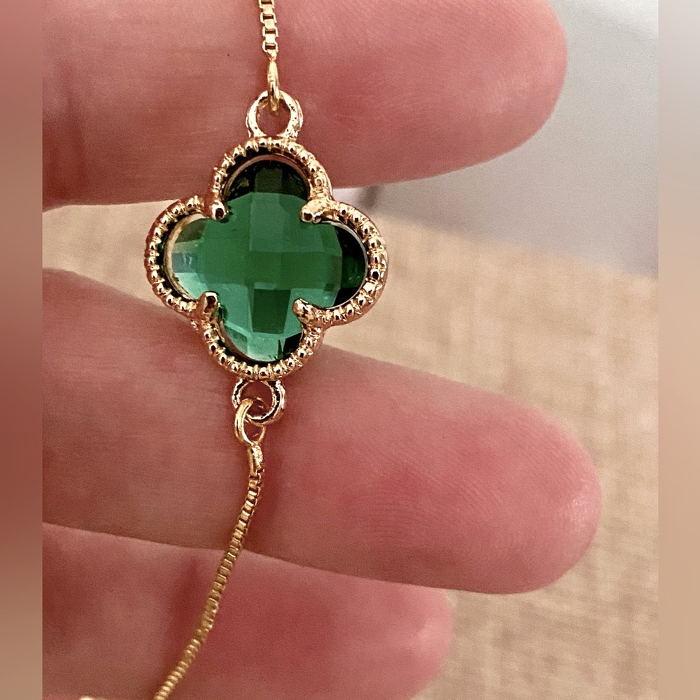 March Aries Four leaf clover bracelet adjustable